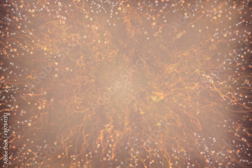Illuminated background texture. Blurred lights and bokeh. Explosion effect abstract pattern.
