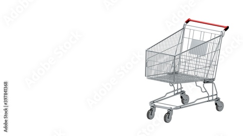 Shopping cart isolated on white background - 3D rendering illustration