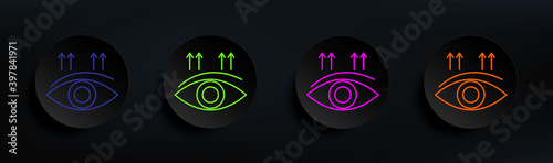 eye silicone surgery beauty dark badge color set. Simple thin line, outline vector of anti agies icons for ui and ux, website or mobile application