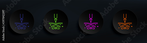 Injection Skin Cleansing dark badge color set. Simple thin line, outline vector of anti agies icons for ui and ux, website or mobile application