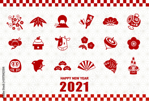 2021丑年の正月アイコン