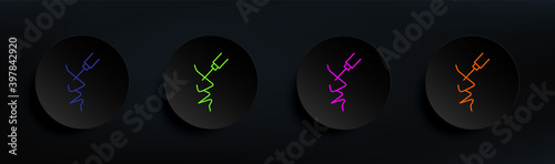 Esthetic syringe to nose rhiniplasty dark badge color set. Simple thin line, outline vector of anti agies icons for ui and ux, website or mobile application