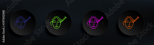 botox syringe to wrinkles dark badge color set. Simple thin line, outline vector of anti agies icons for ui and ux, website or mobile application