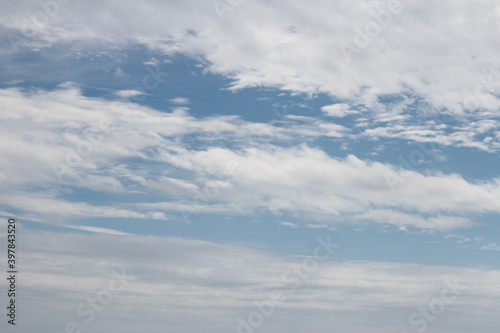 Fototapeta Naklejka Na Ścianę i Meble -  Beautiful blue sky and Beautiful cirrus cloud on sunny day. can use banner, background, wallpaper.