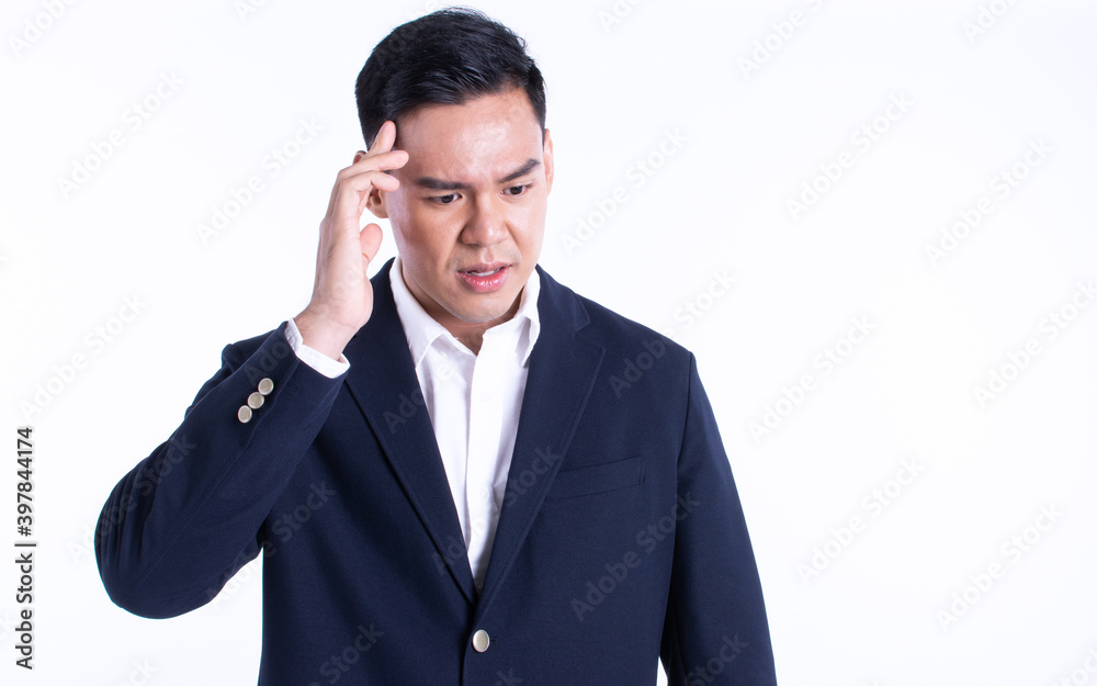 Portrait of Asian business man getting stress Portrait of Asian business man getting stress