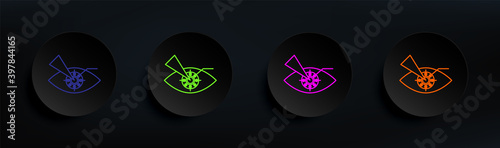 Ar contact lenses smart dark badge color set. Simple thin line, outline vector of artifical icons for ui and ux, website or mobile application
