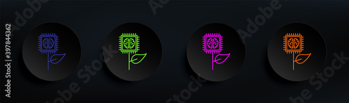 Smart bio, natural smart brain dark badge color set. Simple thin line, outline vector of artifical icons for ui and ux, website or mobile application