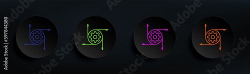 Automated solutions, automation energy dark badge color set. Simple thin line, outline vector of artifical icons for ui and ux, website or mobile application