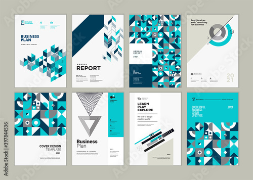 Set of brochure, business plan, annual report, cover design templates. Vector illustrations for business presentation, business paper, corporate document, flyer and marketing material.