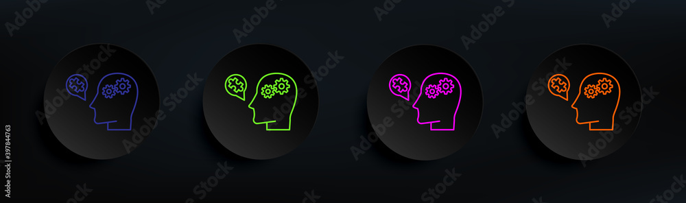 Mechanical brain human dark badge color set. Simple thin line, outline vector of artifical icons for ui and ux, website or mobile application Mechanical brain human dark badge color set. Simple thin line, outline vector of artifical icons for ui and ux, website or mobile application