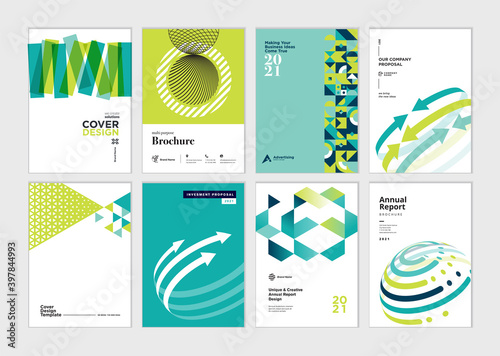 Set of brochure, business plan, annual report, cover design templates. Vector illustrations for business presentation, business paper, corporate document, flyer and marketing material. photo