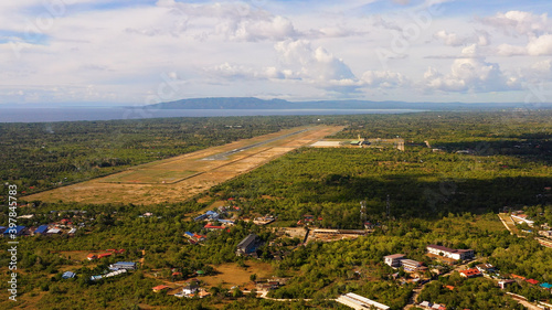 Aerial view of International airport on Panglao Island, Bohol, Philippines.