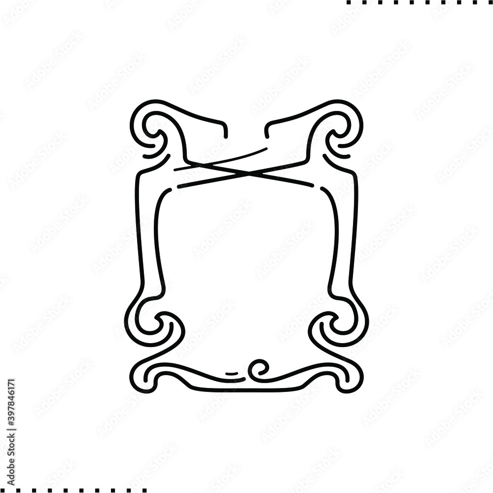 Art Nouveau frame, border vector icon in outlines Art Nouveau frame, border vector icon in outlines