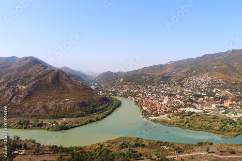 View of Kura and Aragvi confluence from Jvari Monastery