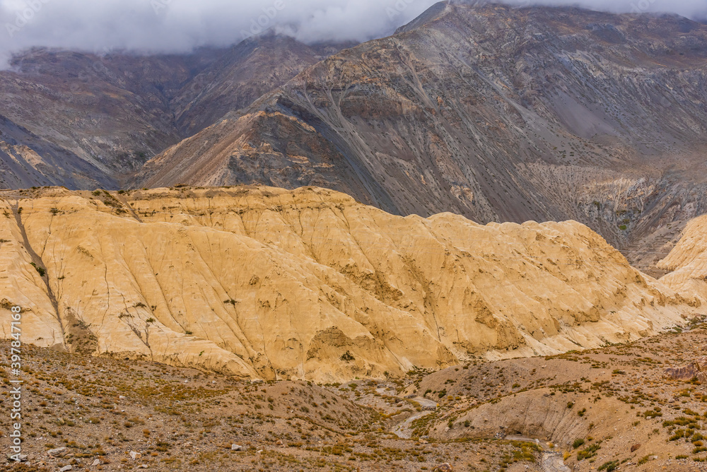 Gully erosion is a water erosion, prominent in arid cold desert landscape of Spiti due to barren steep slopes & weak unconsolidated geological surface mud rocks in Trans  Himalayas of Himachal Pradesh