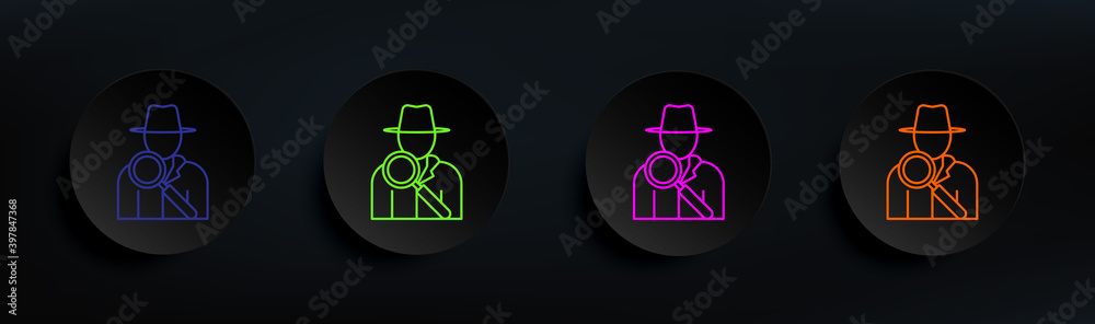 detective dark badge color set. Simple thin line, outline vector of crime investigation icons for ui and ux, website or mobile application detective dark badge color set. Simple thin line, outline vector of crime investigation icons for ui and ux, website or mobile application