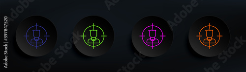 target of murder dark badge color set. Simple thin line, outline vector of crime investigation icons for ui and ux, website or mobile application