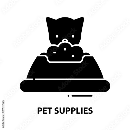 pet supplies icon, black vector sign with editable strokes, concept illustration