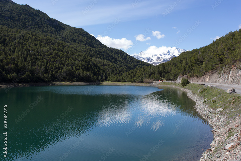 View of the beautiful lago Scale close to Bormio