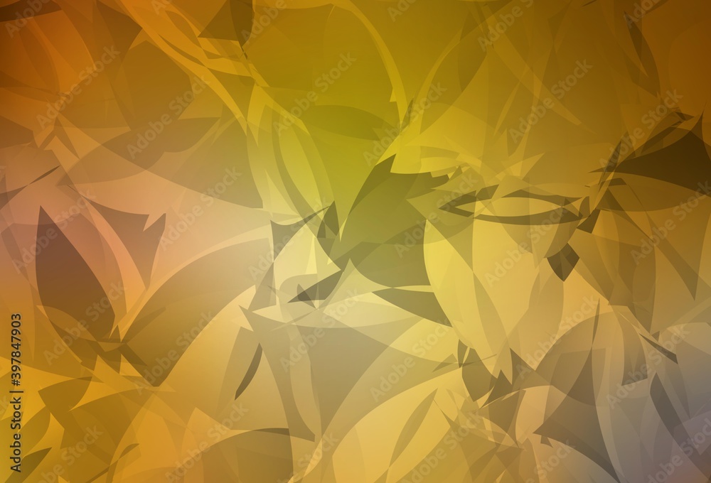 Dark Yellow vector template with chaotic poly shapes.