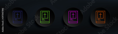 Bible dark badge color set. Simple thin line, outline vector of crime investigation icons for ui and ux, website or mobile application