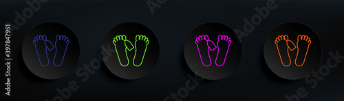 feet of corpse dark badge color set. Simple thin line, outline vector of crime investigation icons for ui and ux, website or mobile application