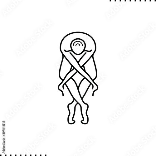yoga pose silhouette vector icon in outlines