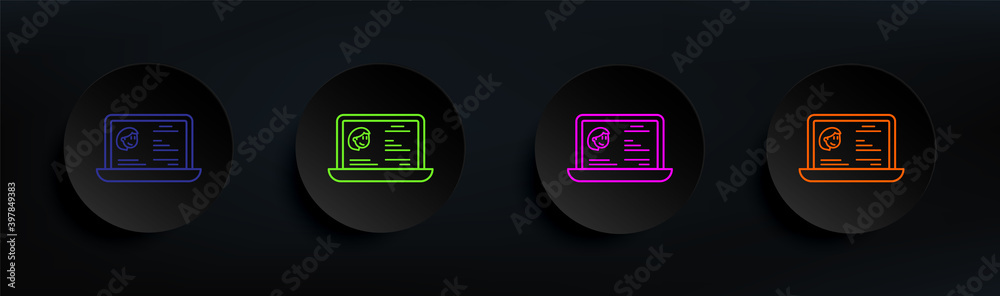 online girl profile dark badge color set. Simple thin line, outline vector of friendship icons for ui and ux, website or mobile application online girl profile dark badge color set. Simple thin line, outline vector of friendship icons for ui and ux, website or mobile application