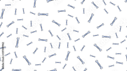 Texture  seamless pattern of metal iron blue gas spanners  metalworker building repair for loosening and tightening the nuts and bolts on a white background