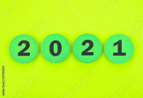 New Year 2021 on green background