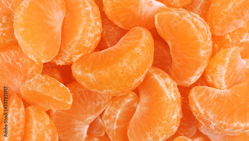 Tangerine slices for background. Tangerine background
