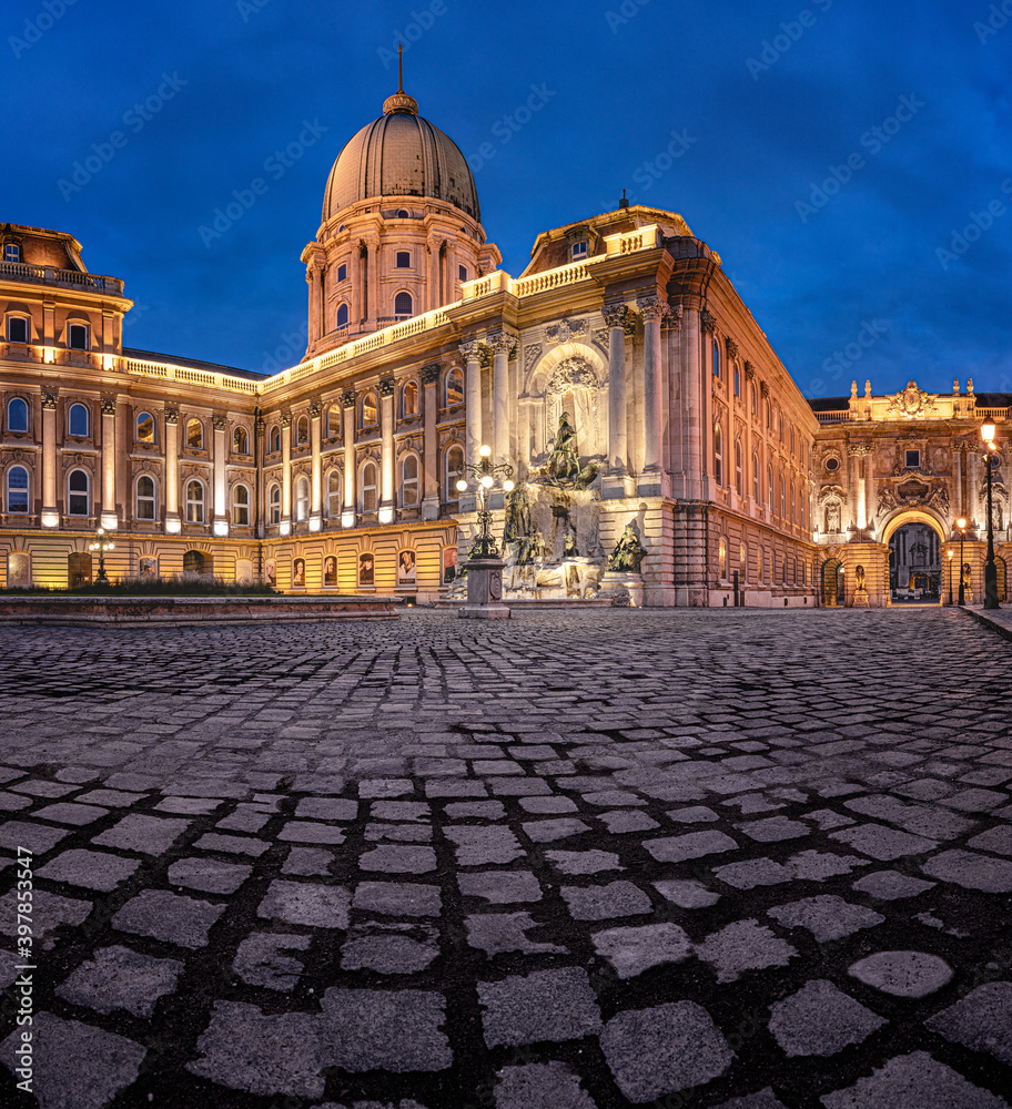 Panoramic view on the Royal Palace in Budapest, Hungary
