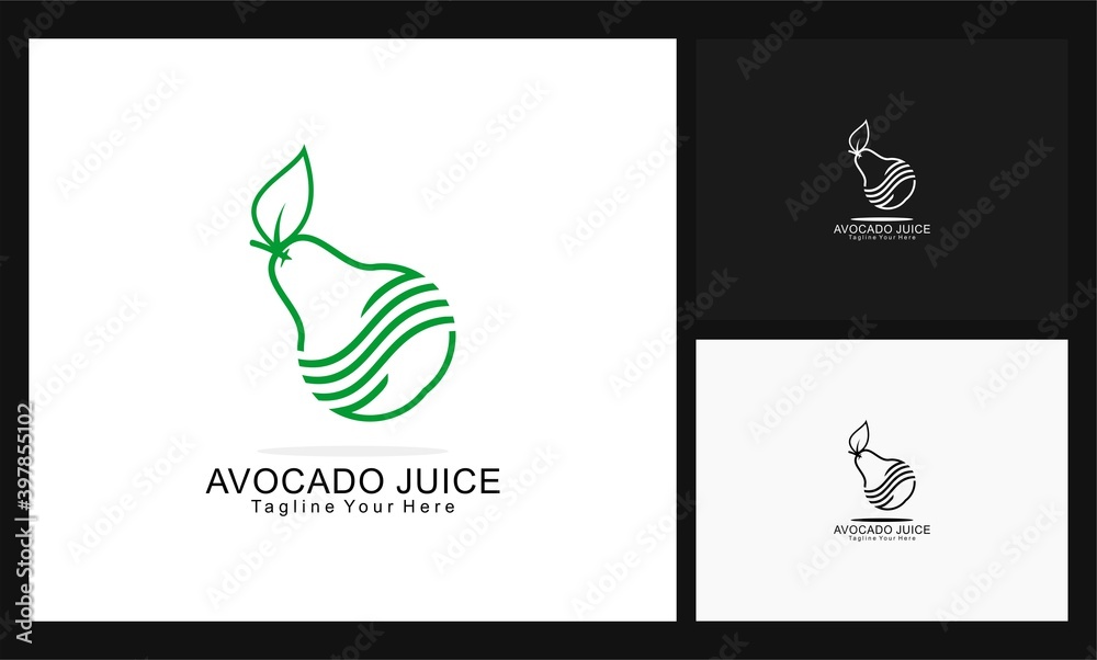 avocado juice concept design vector logo
