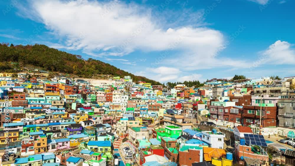 Time lapse 4K Cityscape of Gamcheon Culture Village popular Destinations in South Korea. Nickname of Time lapse 4K Cityscape of Gamcheon Culture Village popular Destinations in South Korea. Nickname of