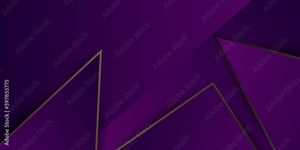 Abstract purple background a combination with golden decoration. Modern and luxury overlapping layers style concept for use frame, cover, banner, card, corporate, business, advertising