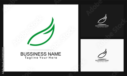 simple line concept design leaf logo vector
