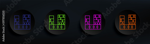 department of cosmetics dark badge color set. Simple thin line, outline vector of mall shopping center icons for ui and ux, website or mobile application