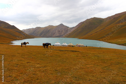 Kol Ukok lake near Kochkor, Kyrgyzstan photo