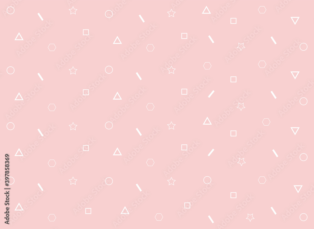 Elegant seamless pattern with geometric forms, vector illustration, abstract, art, beautiful elements, pink background, design for decoration, wrapping paper, print, fabric or textile, isolated, flat 