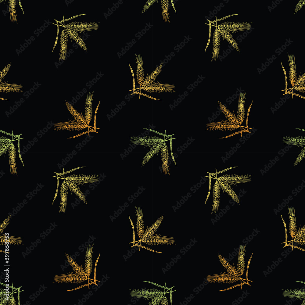 Seamless pattern of bunches wheat spikelets Seamless pattern of bunches wheat spikelets