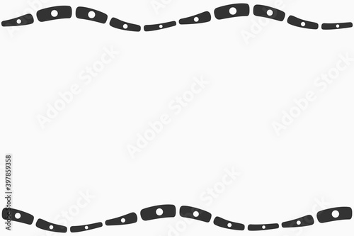 Seamless horizontal border pattern. Organic shapes. Regularly repeating structure of natural forms. Stylish texture. Smooth shapes. Vector monochrome background.