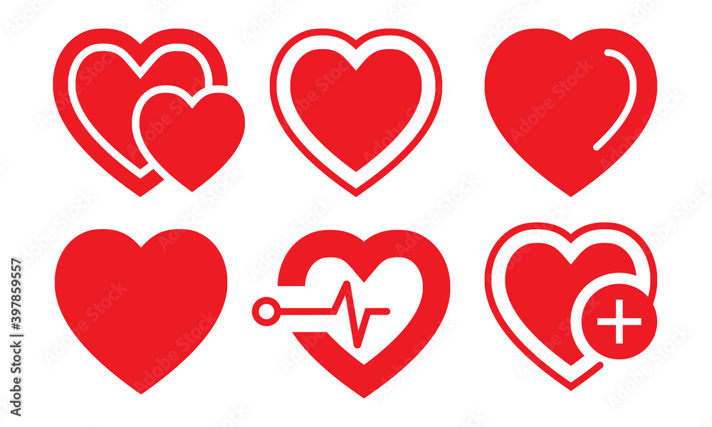 Flat vector icon a red heart shape, medicine or medical health care or romantical symbol for apps and websites Flat vector icon a red heart shape, medicine or medical health care or romantical symbol for apps and websites