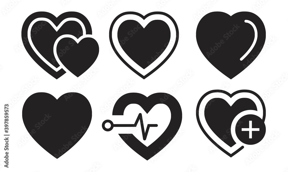 Flat vector icon a heart shape, medicine or medical health care or romantical symbol for apps and website