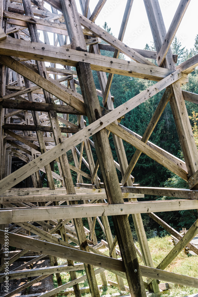Kinsol Trestle or Koksilah River Trestle, a historic wooden railway trestle in Shawnigan lake on Vancouver Island, British Columbia, Canada Kinsol Trestle or Koksilah River Trestle, a historic wooden railway trestle in Shawnigan lake on Vancouver Island, British Columbia, Canada