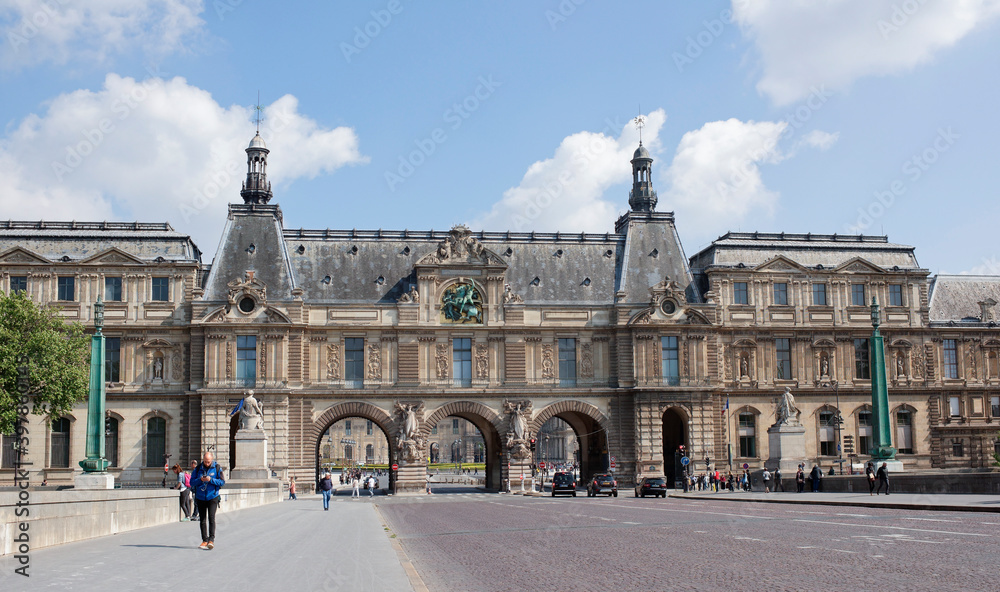 View from the Pont du Carousel bridge to the Louvre museum