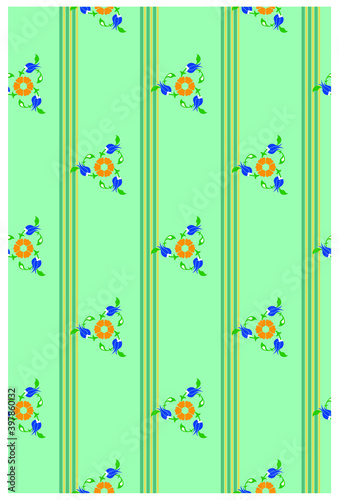 Oriental floral pattern textile design. It can be used as wallpaper, gift or wrapping paper, background card for gift card, Fabric, textile design, print for table or poster. 
