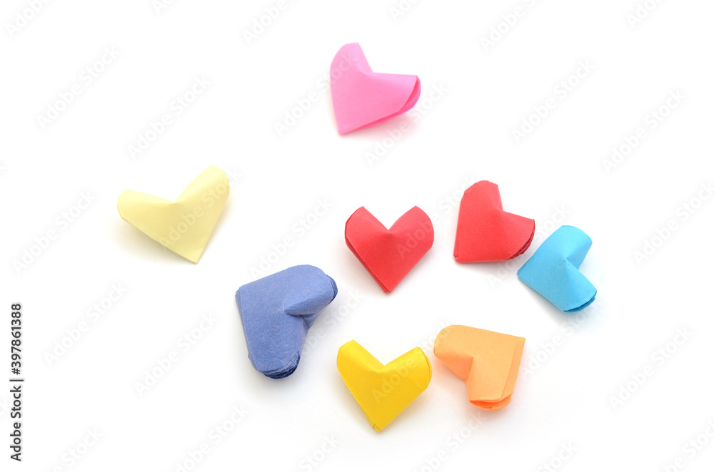 Fototapeta premium Colorful Origami hearts