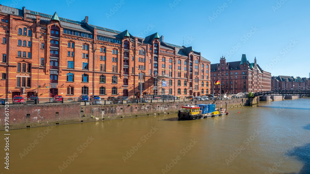 Hamburg Downtown City view during daylight with bricked walls