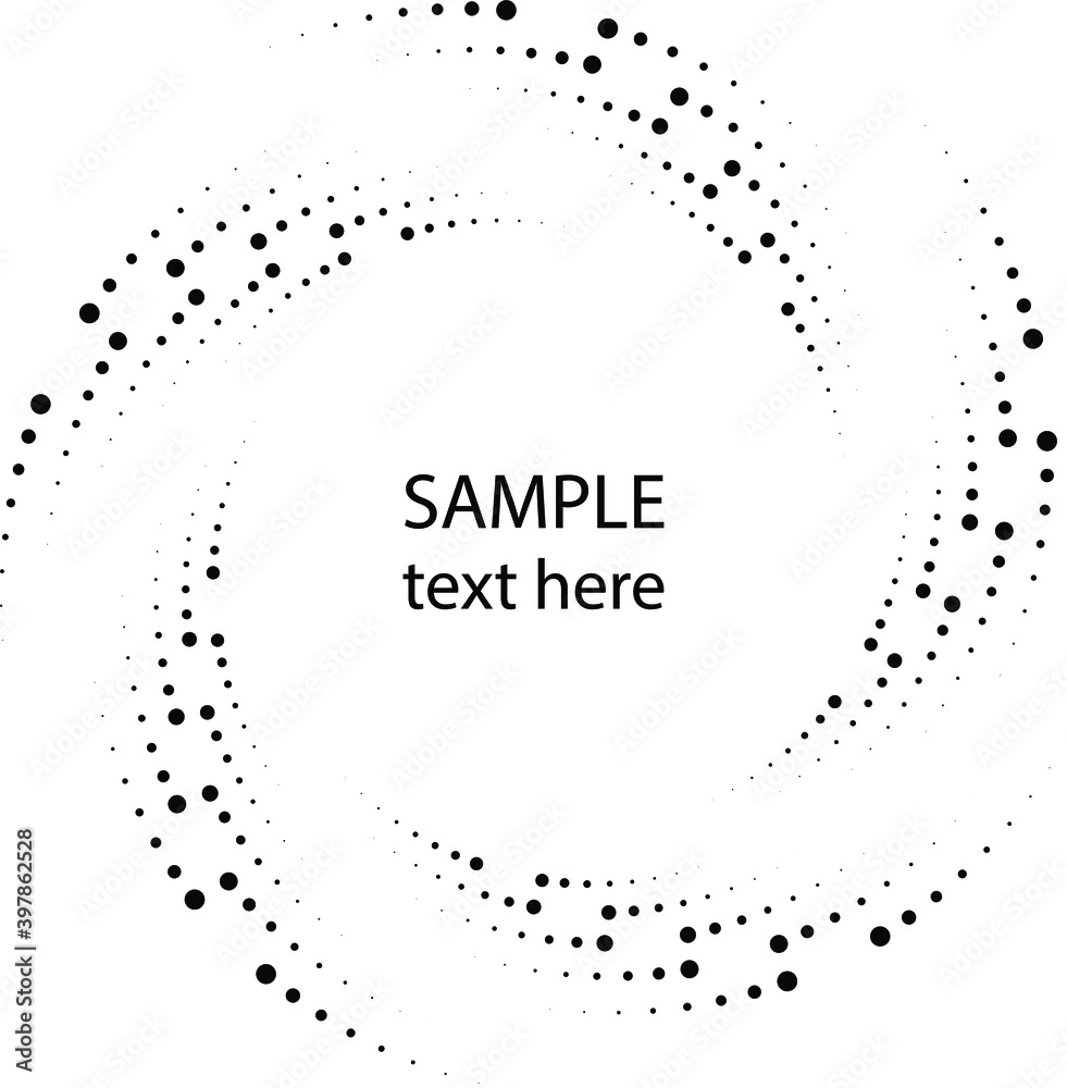 Halftone black dotted lines in circle form. Vector illustration. Design element for logo, sign, symbol, web pages, prints, posters, template, monochrome pattern and abstract background Halftone black dotted lines in circle form. Vector illustration. Design element for logo, sign, symbol, web pages, prints, posters, template, monochrome pattern and abstract background