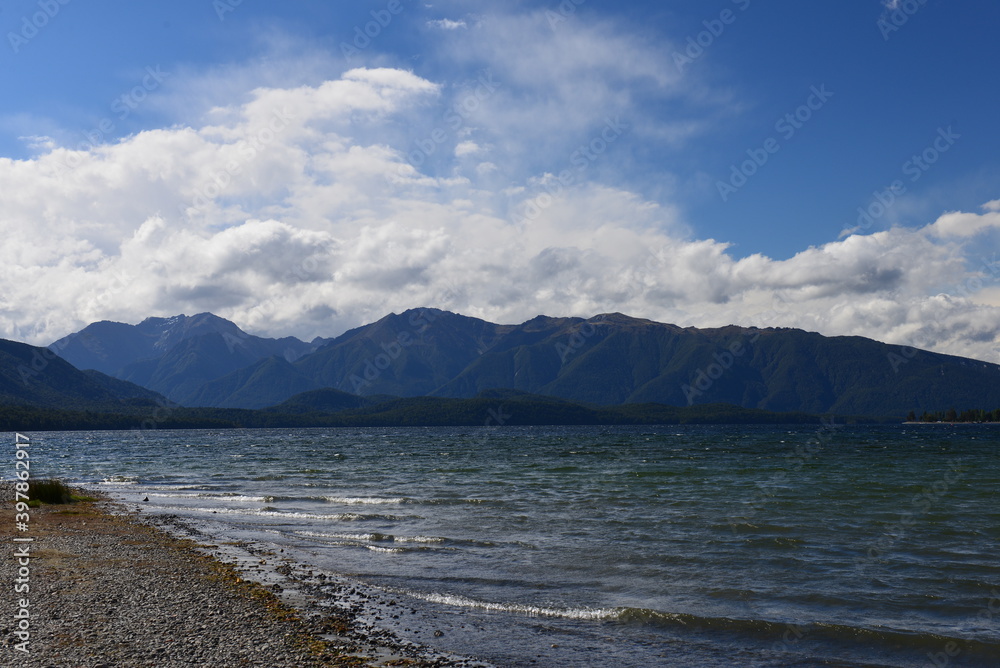 View of Te Anau lake in Fjordland New Zealand